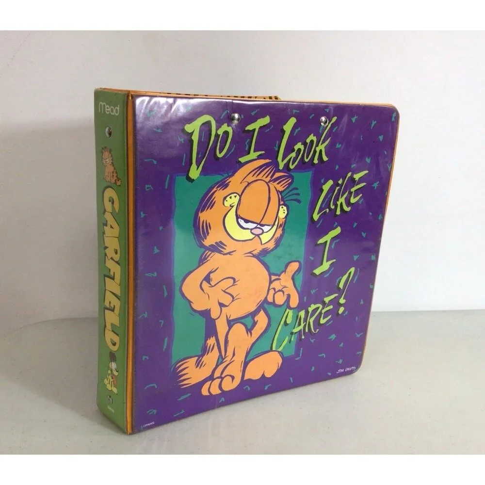 Vintage Garfield Mead 3-Ring Binder Planner Clipboard Metal Clip & Folders 1990s